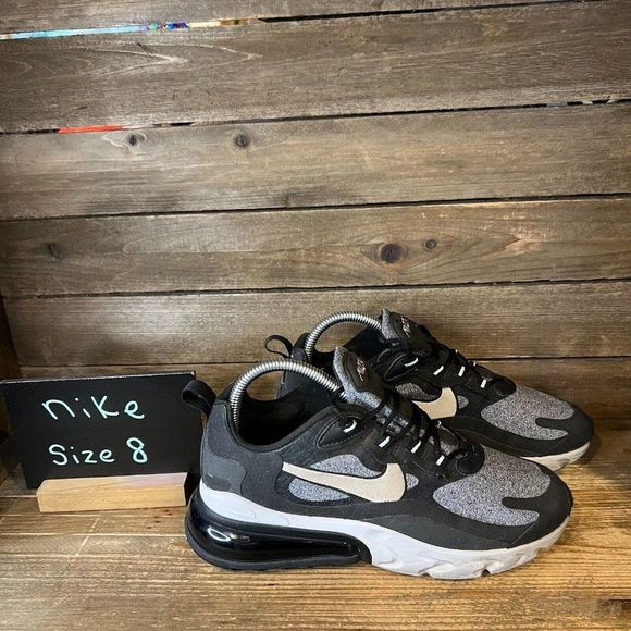 Womens Nike Air Max 270 React Optical Black Gray Running Shoes Sneakers Size 8 M - Picture 1 of 8